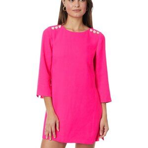Lilly Pulitzer Annwyn Long Sleeve Romper Pink Palms Heart 10 $238